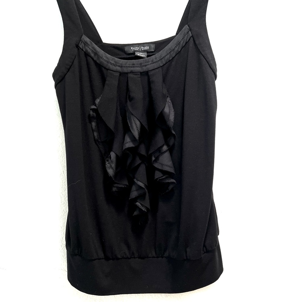 White House Black Market Black Ruffles Tank / Size S